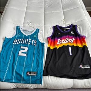 Nike Pheonix suns The Valley Black and Jordan Charlotte Hornets Teal Jerseys